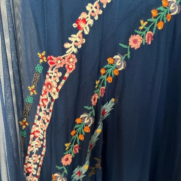 Johnny Was Mazzy embroidered V neck mesh Aline dress. NWT - Picture 5 of 8